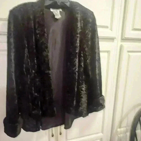 Connected Apparel Dark Brown Black Faux Fur Lightweight Swing Jacket Size Large‎ - Picture 4 of 9